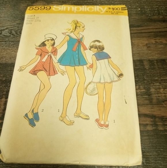 Vintage Simplicity Sewing Pattern 5599 Girl's Dress Tie & Bloomers Size 8 - Picture 1 of 2